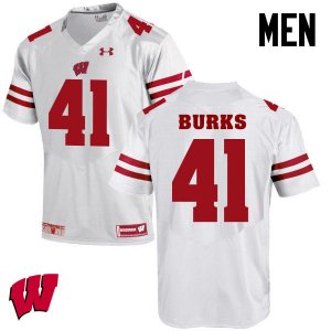 Men's Wisconsin Badgers NCAA #41 Noah Burks White Authentic Under Armour Stitched College Football Jersey XS31M24BK